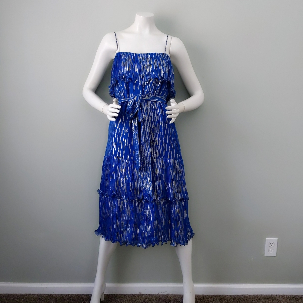 Vtg 70s Adele Simpson Chiffon Tiered Flapper Dress